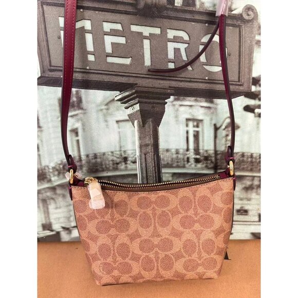 Coach CX606 Zip Top Crossbody Bag Signature Canvas With Horse And Carriage - Picture 2 of 5